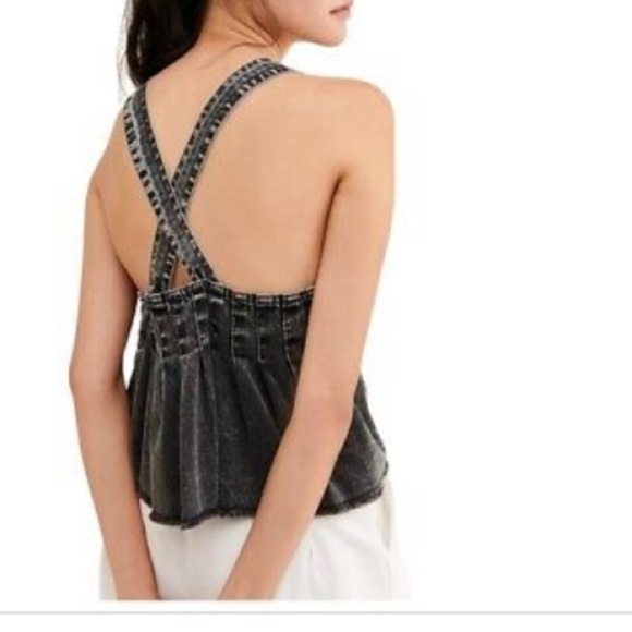 Free People Marina Pleated Denim Tank Top - Picture 3 of 12